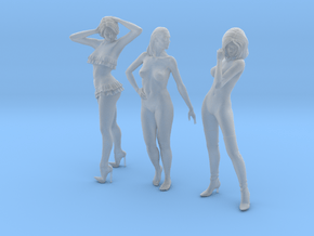 1/24 scale sexy girl figures x 3 pack B in Clear Ultra Fine Detail Plastic