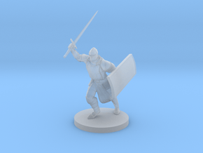 Human Male Paladin with Tower Shield in Clear Ultra Fine Detail Plastic