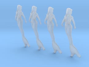 1/72 scale mermaid swimming figures x 4 in Clear Ultra Fine Detail Plastic