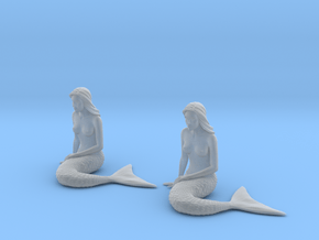 1/24 scale mermaid laying on beach figures x 2 in Clear Ultra Fine Detail Plastic