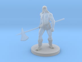 Human Male Barbarian 8 with Halberd in Clear Ultra Fine Detail Plastic