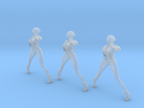 1/35 scale nose-art striptease dancer figure B x 3 in Clear Ultra Fine Detail Plastic