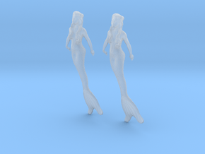 1/35 scale mermaid swimming figures x 2 in Clear Ultra Fine Detail Plastic