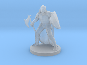 Human Male Fighter Axe and Shield in Clear Ultra Fine Detail Plastic