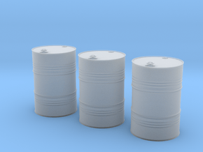 1/15 scale petroleum 200 lt oil drums x 3 in Clear Ultra Fine Detail Plastic