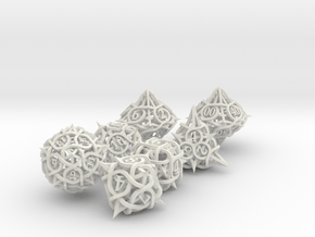 Thorn Dice Set with Decader, 7 Piece Die Set in White Natural Versatile Plastic