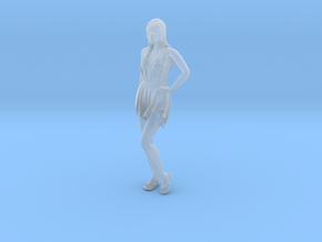 1/35 scale dressed beach girl posing figure A in Clear Ultra Fine Detail Plastic