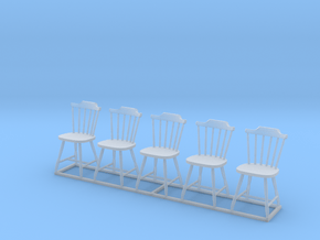 1/35 scale wooden chairs set A x 5 in Clear Ultra Fine Detail Plastic