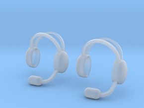 1/16 scale radio headphones & microphones x 2 in Clear Ultra Fine Detail Plastic