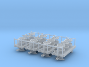 S Scale Baggage Cart Kit 4 carts in Clear Ultra Fine Detail Plastic
