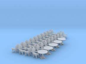 HO scale Parlor Chair x40 and Tables x5  in Clear Ultra Fine Detail Plastic