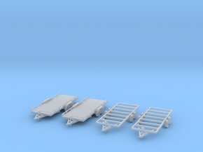 HO Scale Flatbed trailers and trailer frames X4  in Clear Ultra Fine Detail Plastic