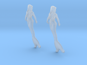 1/87 scale mermaid swimming figures x 2 in Clear Ultra Fine Detail Plastic