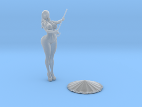 1/15 scale bikini beach girl with umbrella in Clear Ultra Fine Detail Plastic