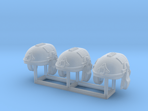 1/18 scale AirFrame ballistic helmets x 3 in Clear Ultra Fine Detail Plastic