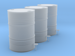 1/12 scale petroleum 200 lt oil drums x 3 in Clear Ultra Fine Detail Plastic