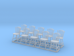 1/48 scale wooden chairs set A x 10 in Clear Ultra Fine Detail Plastic