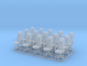 1/48 scale office chairs set A x 15 in Clear Ultra Fine Detail Plastic