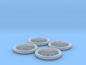 1/16 scale Sopwith Camel biplane wire wheels x 4 in Clear Ultra Fine Detail Plastic