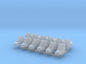 1/24 scale sneaker shoes A x 6 pairs in Clear Ultra Fine Detail Plastic