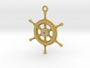 Ship Wheel Pendant in Tan Fine Detail Plastic