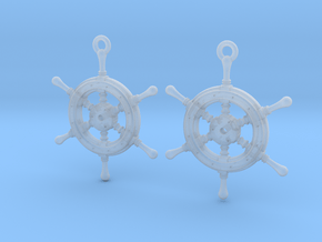 Ship wheel earrings in Clear Ultra Fine Detail Plastic