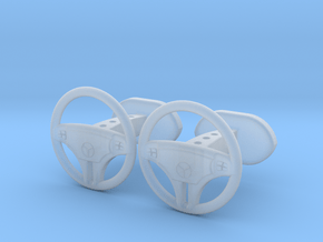 Mercedes steering wheel cufflinks in Clear Ultra Fine Detail Plastic