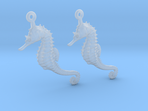 Sea Horse Earrings in Clear Ultra Fine Detail Plastic