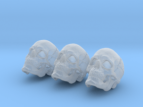 1/9 scale human skull miniatures x 3 in Clear Ultra Fine Detail Plastic