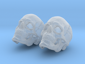 1/9 scale human skull miniatures x 2 in Clear Ultra Fine Detail Plastic
