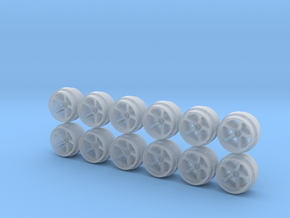 Set of 3 - Five spoke Concave Wheels  in Clear Ultra Fine Detail Plastic