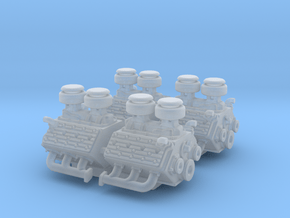 Set of 4 - Flathead V8 Stock Engine Dual Intake in Clear Ultra Fine Detail Plastic