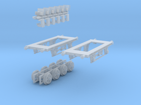 Pair of N-gauge 9' 6" wb chassis in Clear Ultra Fine Detail Plastic