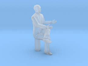 O Scale Bald Man Sitting in Clear Ultra Fine Detail Plastic