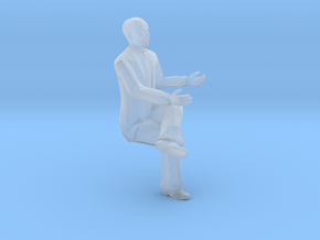 S Scale bald sitting man 2 in Clear Ultra Fine Detail Plastic