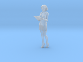 O Scale woman with notepad in Clear Ultra Fine Detail Plastic