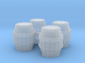 HO Scale Barrels in Clear Ultra Fine Detail Plastic