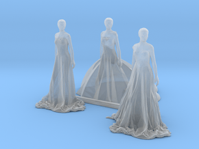 O Scale Long Dress Females in Clear Ultra Fine Detail Plastic