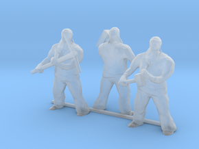 HO Scale Three Men with Tools in Clear Ultra Fine Detail Plastic