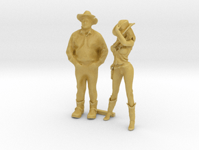 S Scale Cowboy and Cowgirl in Tan Fine Detail Plastic
