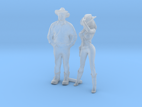 S Scale Cowboy and Cowgirl in Clear Ultra Fine Detail Plastic
