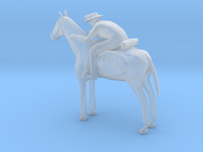 S Scale Cowboy and Horse in Clear Ultra Fine Detail Plastic
