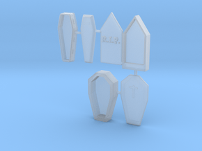 HO Scale 3 Coffins in Clear Ultra Fine Detail Plastic