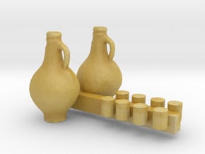 HO Scale Cups and Pitchers in Tan Fine Detail Plastic