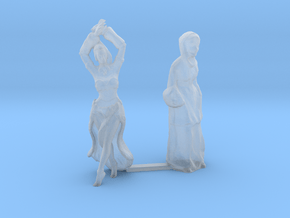 2 centimeter high dancer and old lady in Clear Ultra Fine Detail Plastic