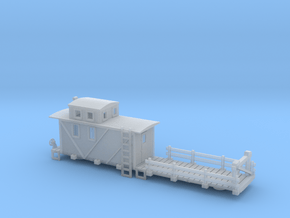 Caboose MOW 50 Ft Flat Car 2 in Clear Ultra Fine Detail Plastic