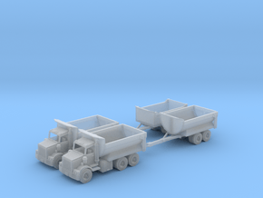 Two Dump Trucks And Trailers Z Scale in Clear Ultra Fine Detail Plastic