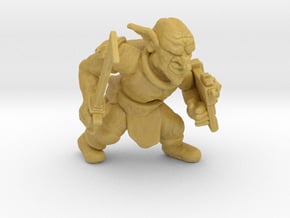 Goblin with Sword Shield miniature model fantasy in Tan Fine Detail Plastic