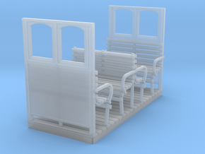 O9 Open Coach, 2 row, end screens in Clear Ultra Fine Detail Plastic
