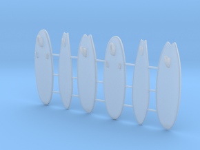 6 Surf Board Set for Hot Wheels in Clear Ultra Fine Detail Plastic
